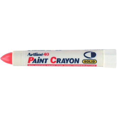 Artline 40 Permanent Paint Crayon Red, 12 units for vibrant marking on multiple surfaces, thermal resistant up to 200°C.