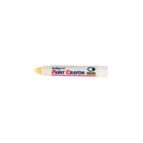 Set of 12 Artline 40 yellow permanent paint crayons, ideal for vibrant, durable markings on various surfaces.