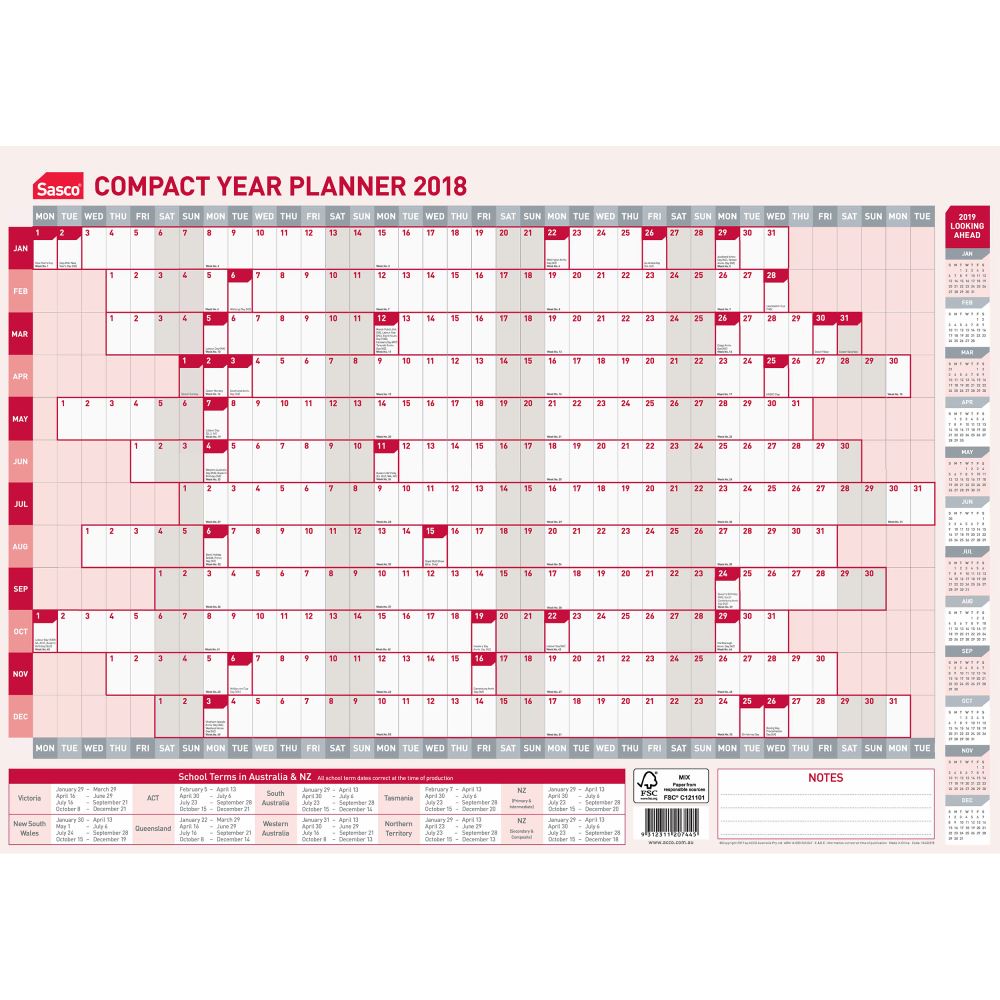 Sasco Compact Year Planner 2018