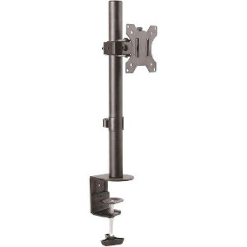 Heavy-duty steel monitor desk mount for 32" screens, adjustable with cable management for ergonomic workspace setup.