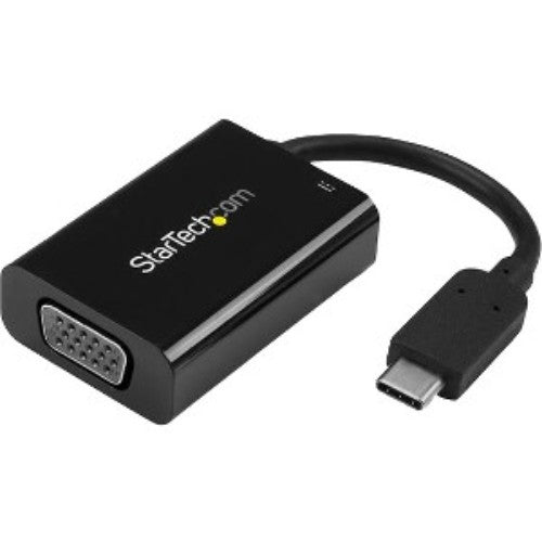 USB-C to VGA adapter for MacBook and Chromebook with Power Delivery, ideal for presentations and charging devices simultaneously.