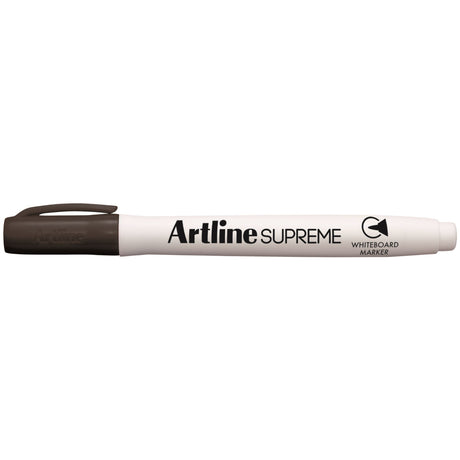 Set of 12 Artline Supreme Black Whiteboard Markers with 1.5mm nib for clear, vibrant writing and ergonomic grip.