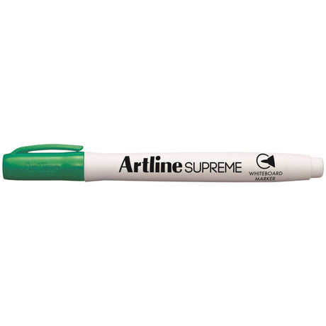 Pack of 12 Artline Supreme Green Whiteboard Markers with 1.5mm nib for smooth, bold writing and comfortable grip.