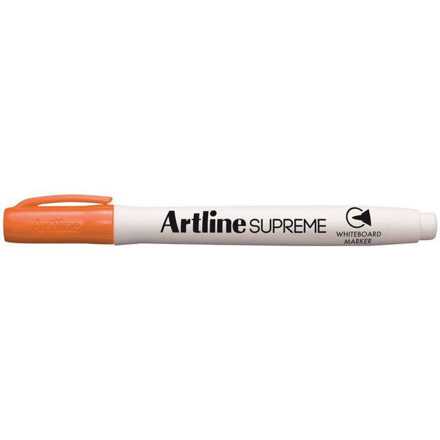Artline Supreme Orange Whiteboard Markers pack of 12, 1.5mm nib, ergonomic design for comfortable writing.