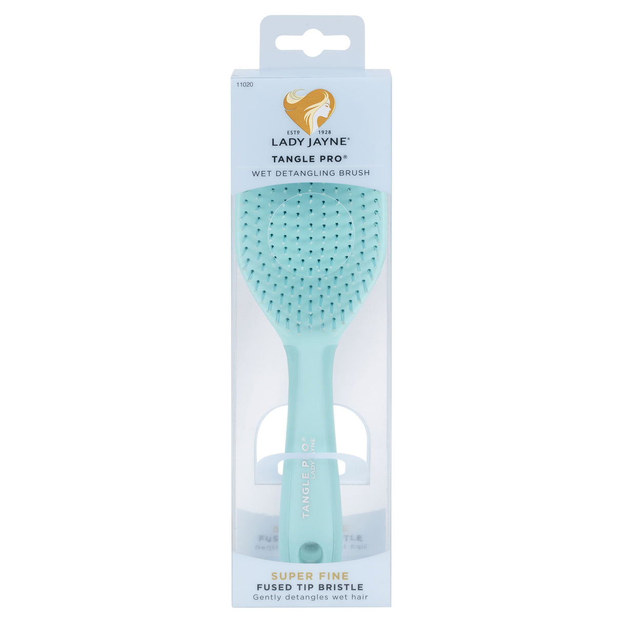 Lady Jayne Tangle Pro Wet Detangling Brush in stylish colors, designed for gentle and efficient detangling of all hair types.