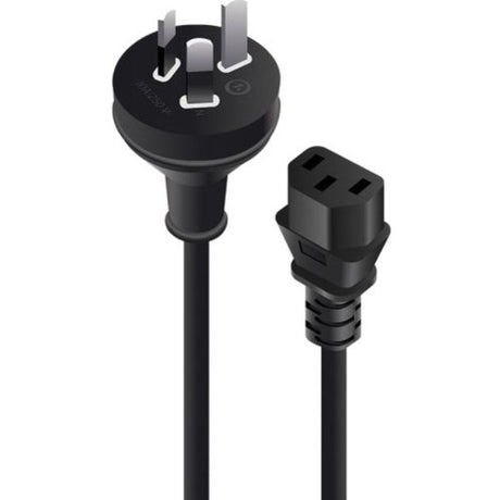 ALOGIC 1M AUS power cable connects 3-pin wall sockets to IEC C13, ideal for home and office devices.
