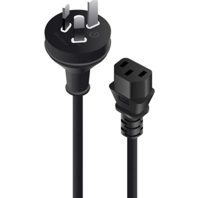 ALOGIC 1M AUS power cable connects 3-pin wall sockets to IEC C13, ideal for home and office devices.