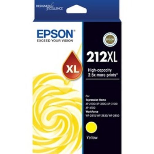 Epson 212XL High Yield Yellow Ink Cartridge for vibrant prints, ideal for home and office use, compatible with various inkjet printers.