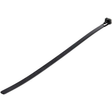 Startech 25cm reusable cable ties in black, 100 pack, 22kg tensile strength for effective cable management.
