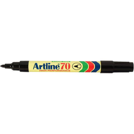 Artline 70 Permanent Markers with 1.5mm nib, black, in a pack of 12 for versatile, durable, and smudge-proof marking.