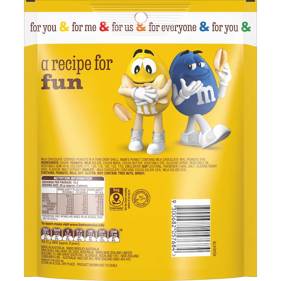 M&m's Chocolate Share Pack Peanut Milk Chocolate 380g