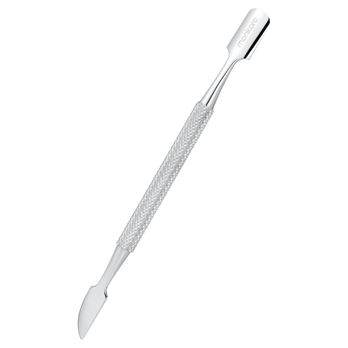 Manicare maniPRO 2-in-1 Cleaner & Pusher, high-quality stainless steel, dual-ended for cleaning nails and pushing cuticles.