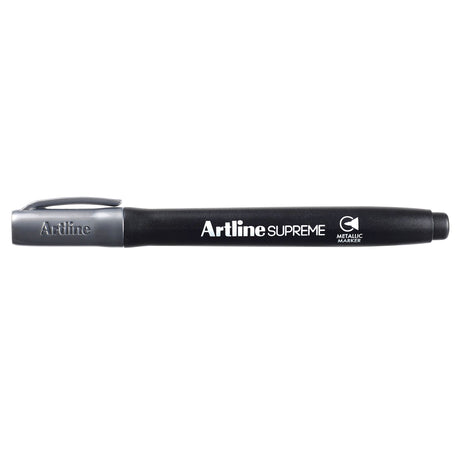 Artline Supreme Metallic Marker Set in Silver, 12 units, featuring 1.0mm line width and ergonomic design for vibrant crafts.
