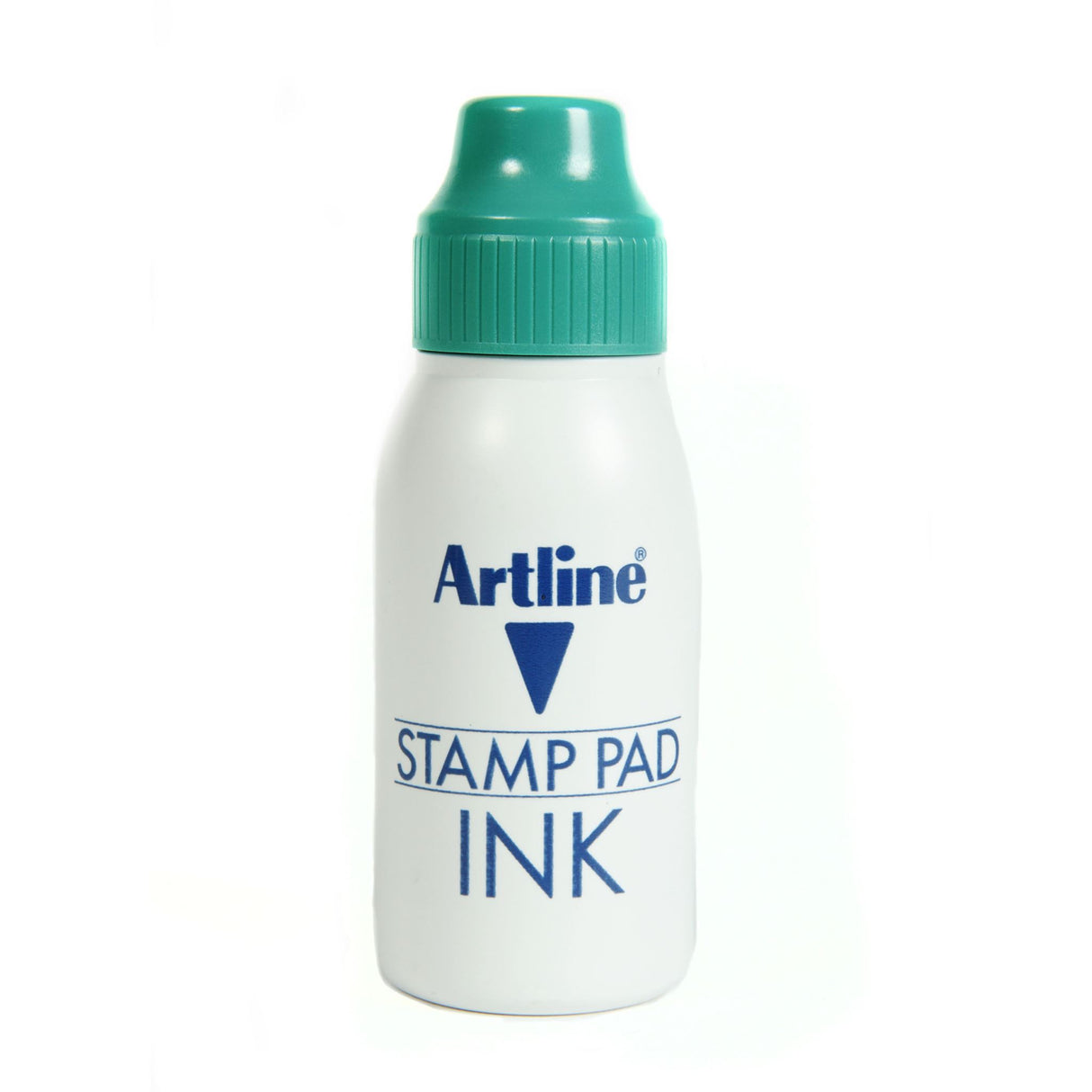 Artline Esa-2n green ink 50cc bottle designed for mess-free refilling with crisp, vibrant stamp impressions.
