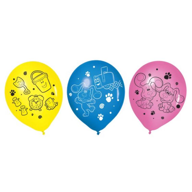 Set of 6 vibrant Blue's Clues latex balloons, perfect for themed parties and celebrations.
