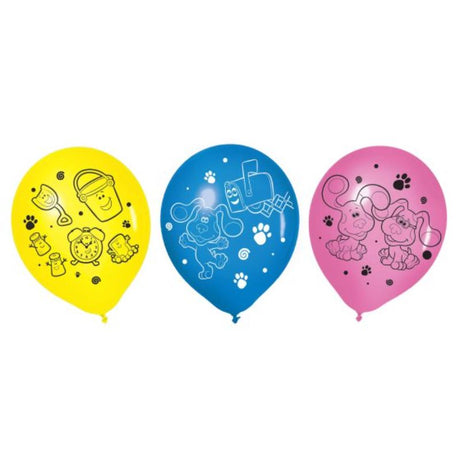 Set of 6 vibrant Blue's Clues latex balloons, perfect for themed parties and celebrations.