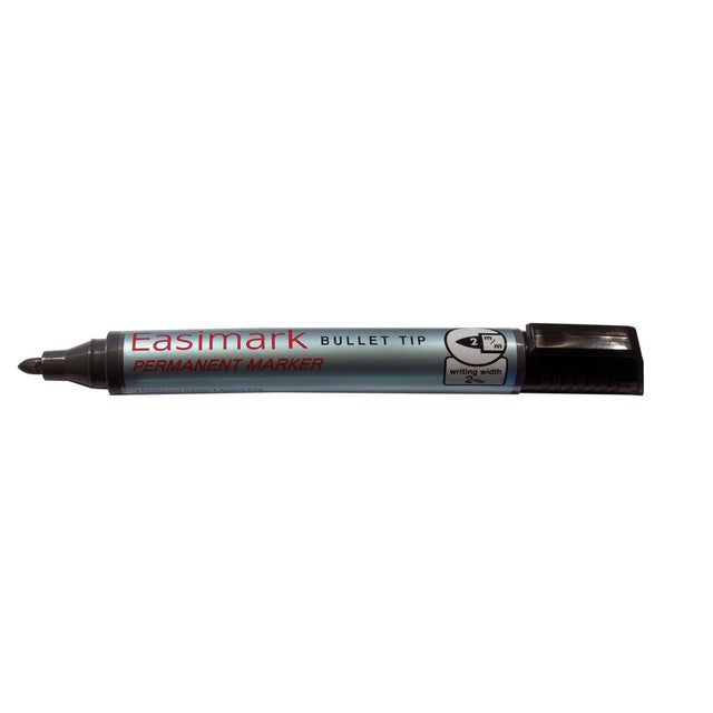 Artline 107 Easimark Permanent Markers pack of 12, 2mm bullet nib for versatile, low-odour marking on various surfaces.