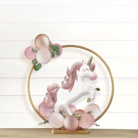 Stylish 71cm gold balloon hoop decoration for versatile table or hanging displays at parties and events.
