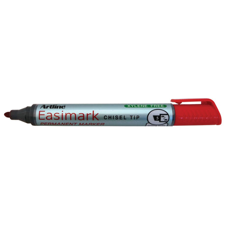 Artline 109 Easimark Permanent Marker set, 12 red markers with 5mm chisel nib for versatile and bold permanent marking.