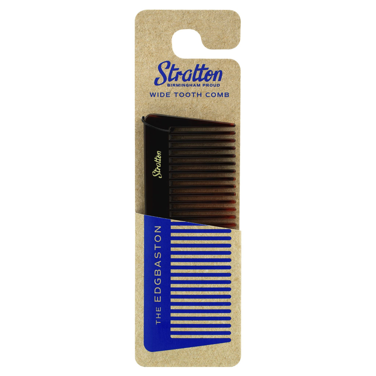 The Edgbaston Wide Tooth Comb designed for detangling thick, curly hair, eco-friendly, and stylish with a cricket heritage.