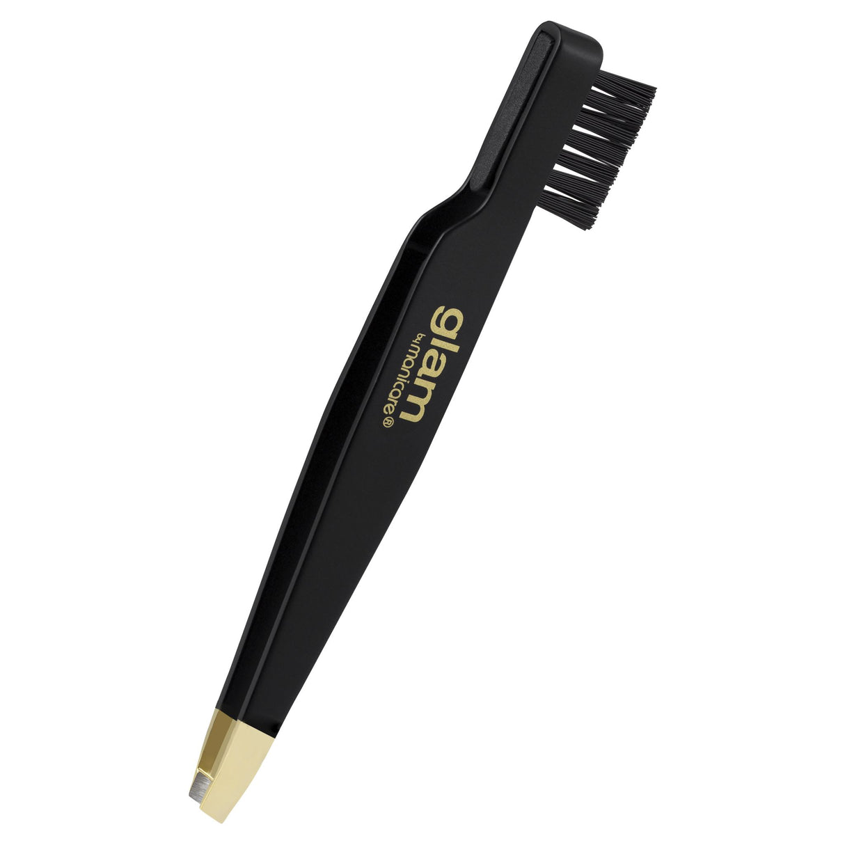 Glam by Manicare® Dual Brow Styler with 24K gold tip tweezer and cruelty-free brush for flawless, well-groomed brows.