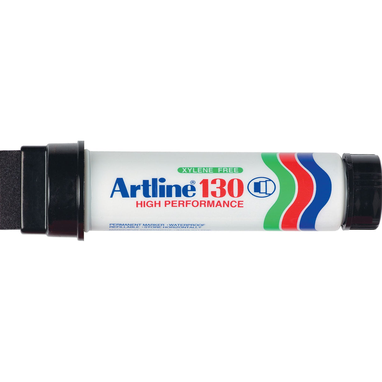 Artline 130 Permanent Marker pack of 6 with 30mm chisel nib for bold, clear, and quick-drying permanent markings.