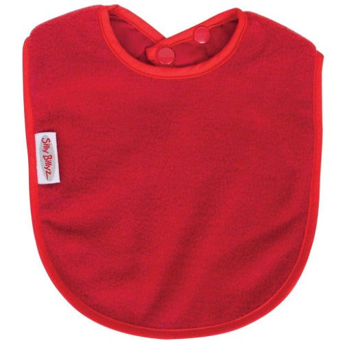 Silly Billyz - Fleece Plain Large Bib Red