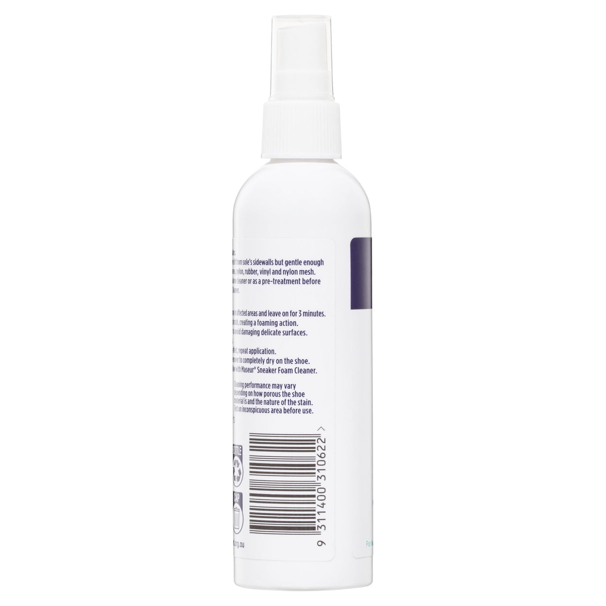 Maseur Footcare Sneaker Stain Remover 120mL bottle for tough sneaker stains on various materials.
