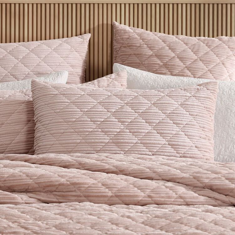 Quilt / Duvet Cover Set - Platinum CORBIN VELVET BLUSH - QCS (Super King NZ)