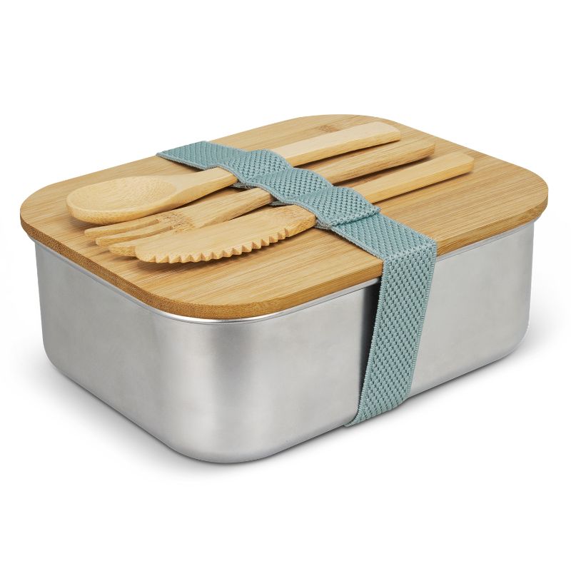 Lunch Box with Cutlery - Stainless Steel (Natural/Silver)