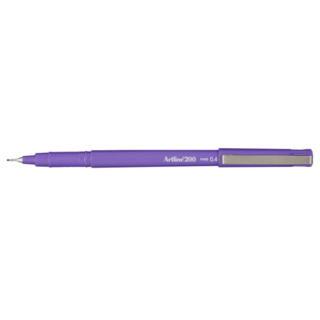 Artline 200 Purple Fineliner Pen 0.4mm pack of 12, ideal for precise writing and illustration with instant drying, no bleed ink.