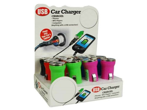 USB Car Charger - Coloured (Set of 12 Assorted)