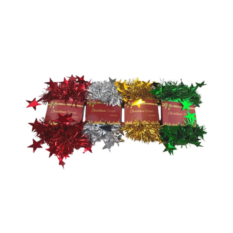 Tinsel 7 Ply 22g with Star 5cm x 2m - Pack of 12