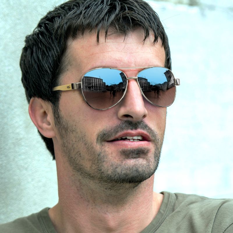 Sunglasses - Aviator Mirror Lens Bamboo Silver (6 Units)