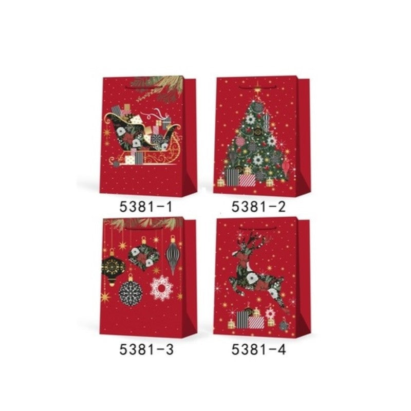 Christmas Premium Gift Bag Medium 18x23x10cm #5381 - Pack of 12