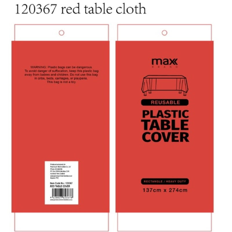 Plastic Table Cloth 137x274cm Red - Pack of 12