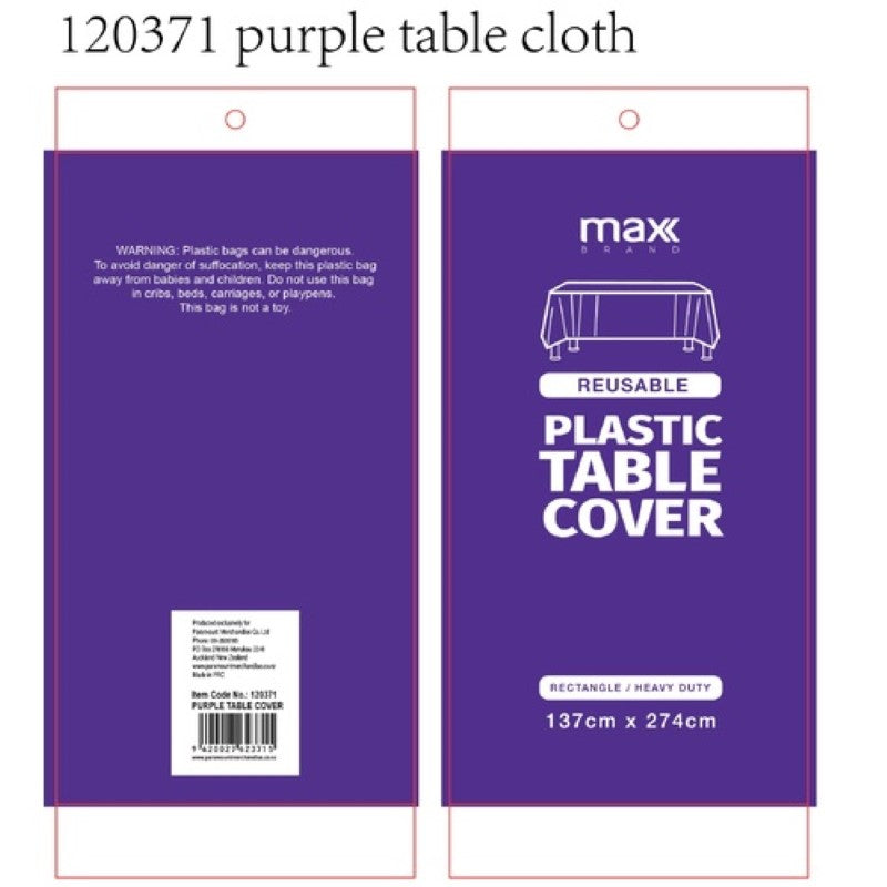 Plastic Table Cloth 137x274cm Purple - Pack of 12