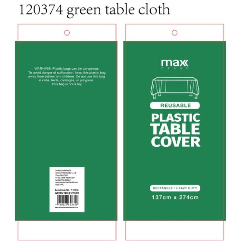 Plastic Table Cloth 137x274cm Green - Pack of 12
