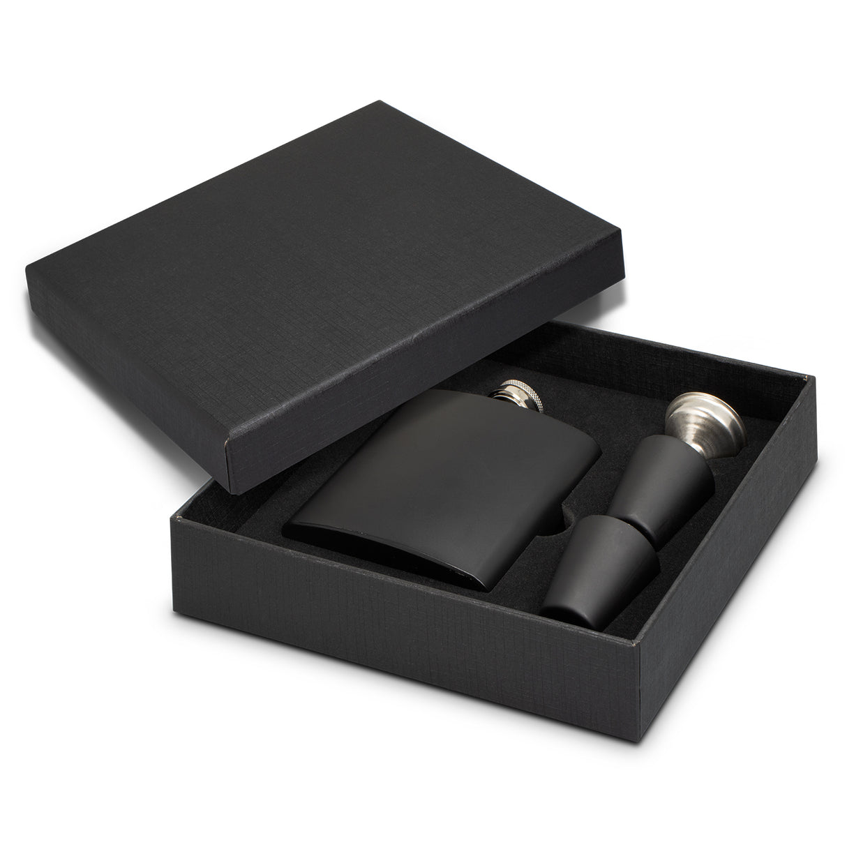 Dalmore Hip Flask Gift Set - Stainless Steel Black