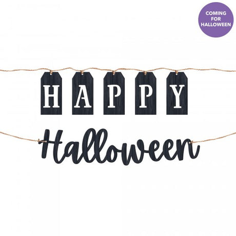 Stylish 1.82m black and white MDF Halloween banners, perfect for festive indoor and outdoor decor.