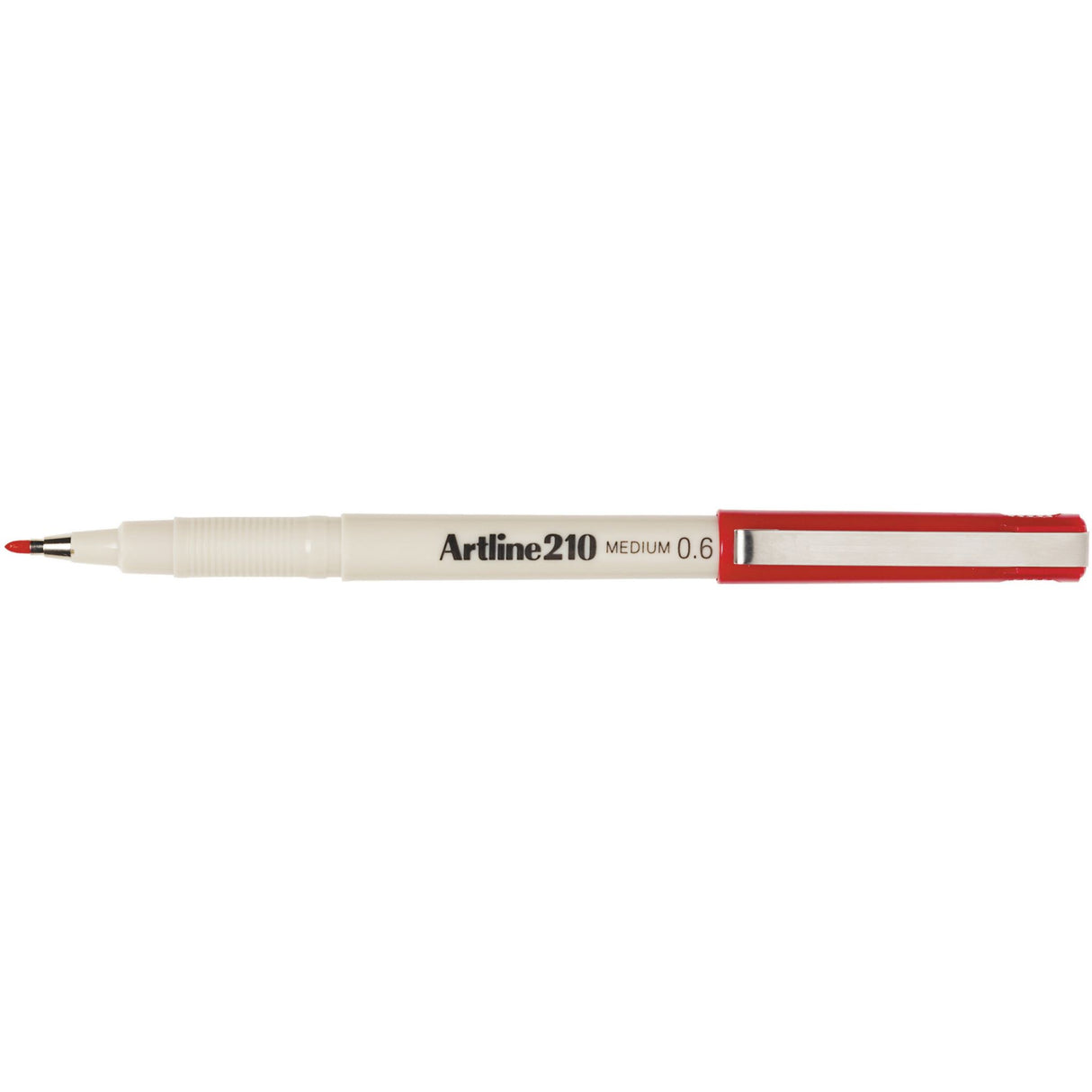 Artline 210 Fineliner Pen set of 12 in vibrant red, featuring a 0.6mm tip for bold, precise writing and artistic projects.