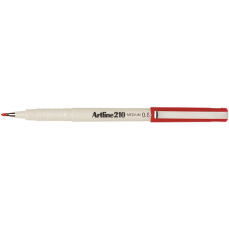 Artline 210 Fineliner Pen set of 12 in vibrant red, featuring a 0.6mm tip for bold, precise writing and artistic projects.