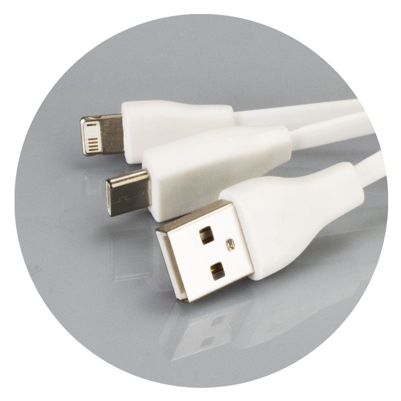 Charging Cable Key Ring - Rectangle Bamboo (10 Units)