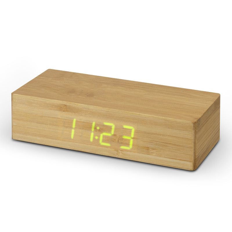 Wireless Charging Clock - Bamboo (Natural)