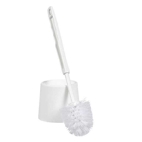 Cleanlink Toilet Brush and Pot in white with soft bristles, ergonomic handle, and hygienic storage design for effective cleaning.
