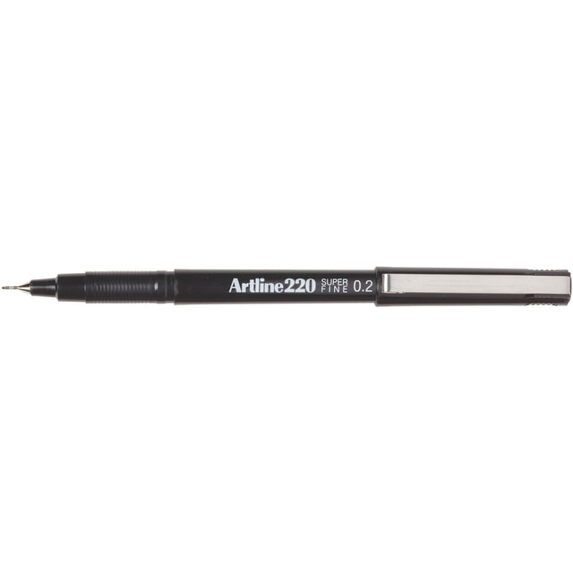Pack of 12 Artline 220 Fineliner Pens with superfine 0.2mm tip, perfect for precise writing, drawing, and stenciling.