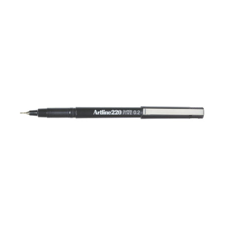 Artline 220 Fineliner Pen, 0.2mm tip, black ink for precise drawings, perfect for stencils and detailed work.