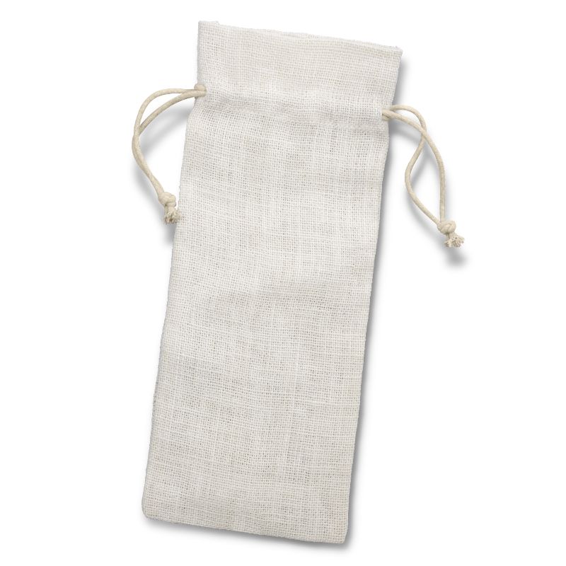 Wine Drawstring Bag - Jute White (20 Units)
