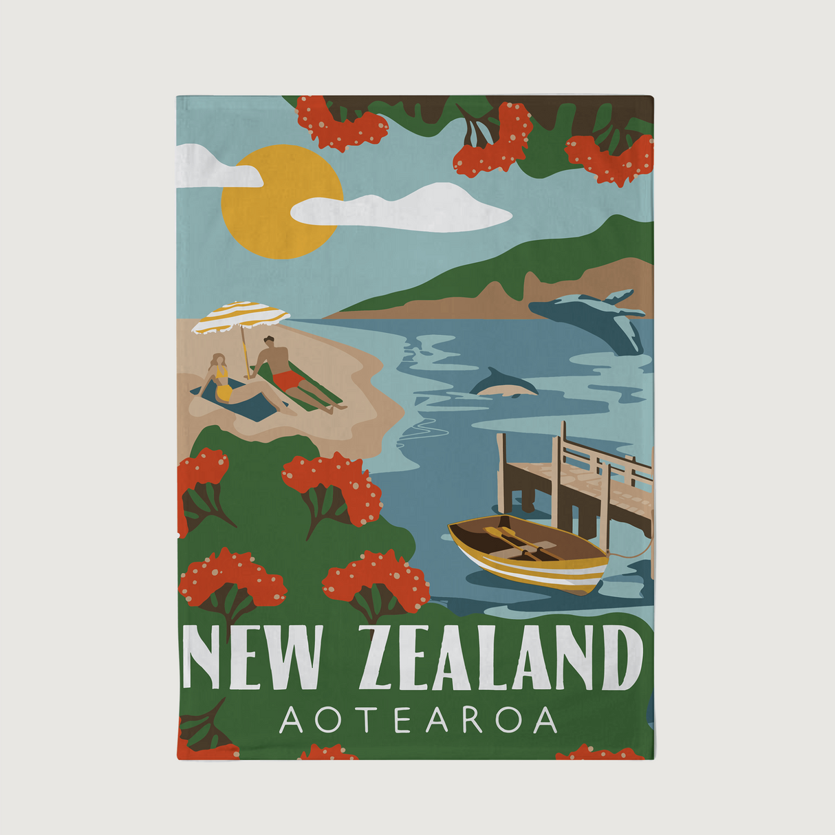 Moana Road - NZ Aotearoa Tea Towels - Northern Beach - Set of 5