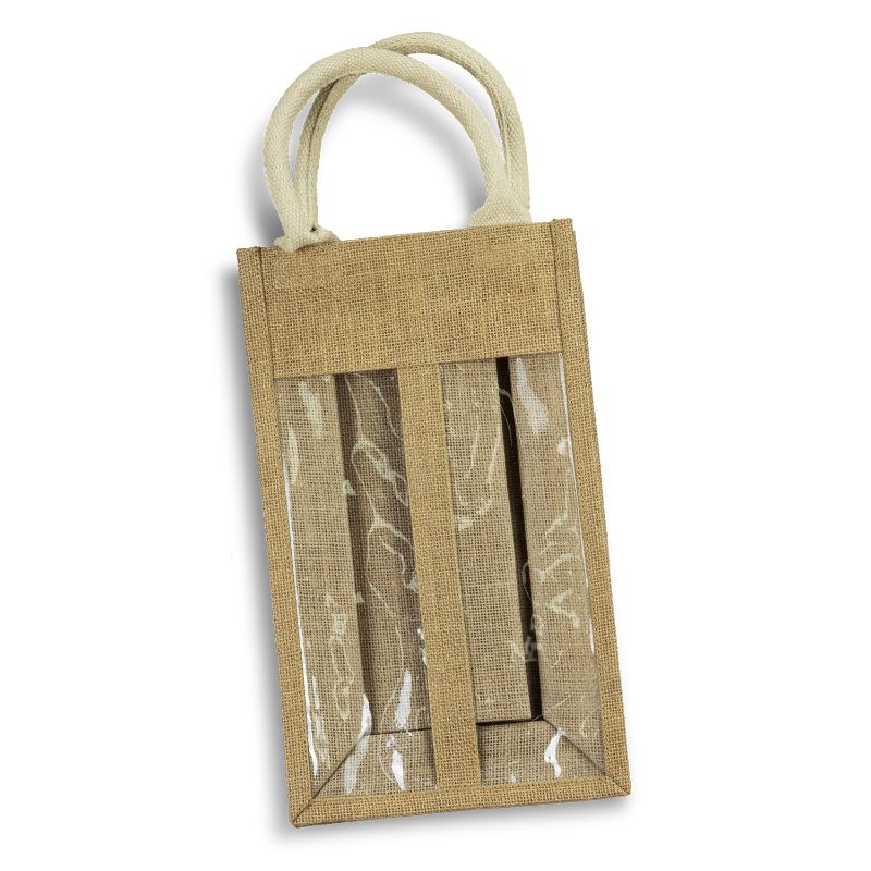 Jute Double Wine Carrier - Serena Natural (10 Units)